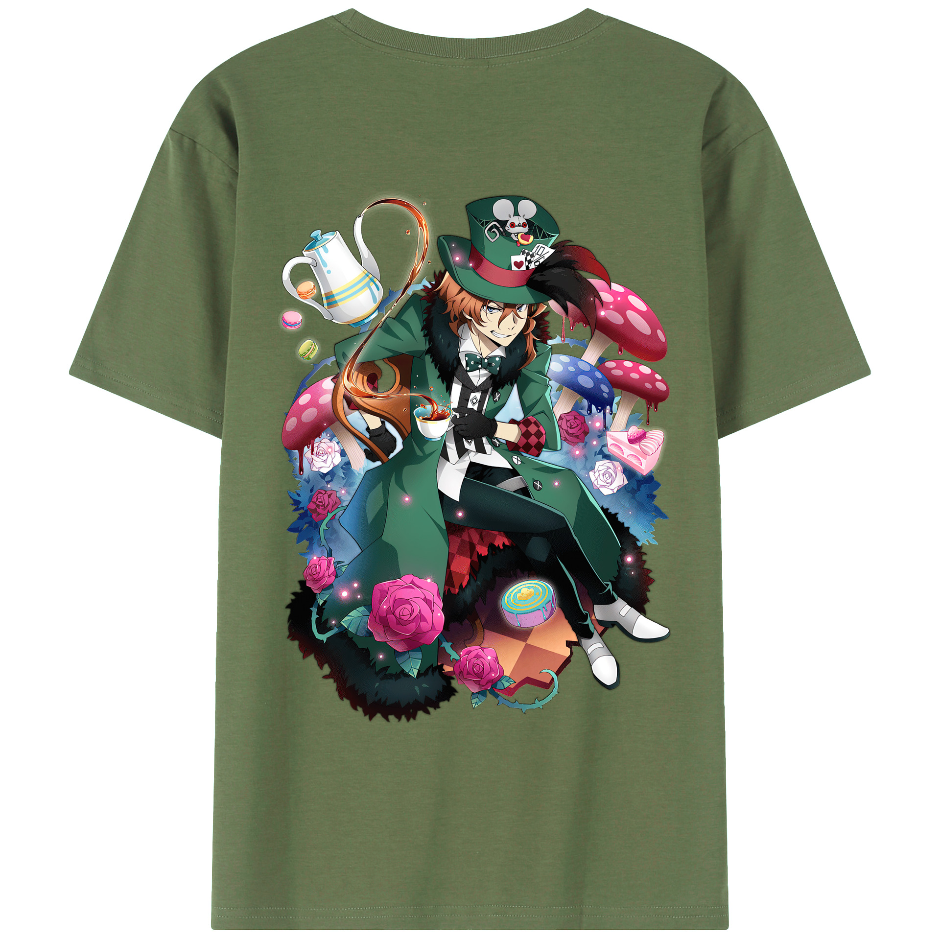 （画像用） 文豪ストレイドッグス Bungo Stray Dogs 綿100％ メンズ半袖Tシャツ（バックプリント） 通気性